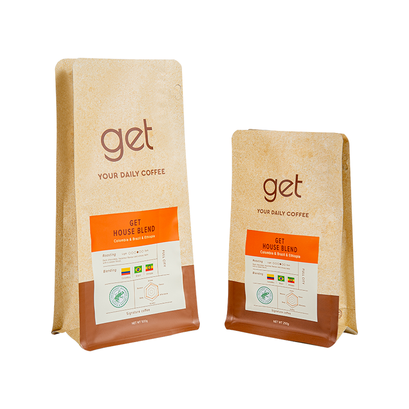 Kávové vrecko s osemstranným uzáverom 250 g – 1 kg Kávové vrecko s osemstranným uzáverom 250 g – 1 kg